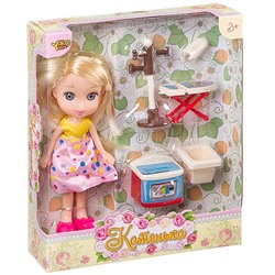 Кукла Катенька 16,5 см с набором мебели "Стирка",  ВОХ 18?5?20 см,  арт.M6608.