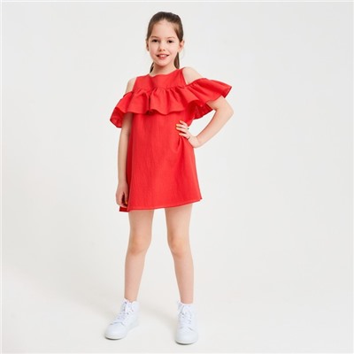 Платье для девочки MINAKU: Cotton Collection цвет терракот, рост 116