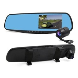 Автомобильный видеорегистратор зеркало (сенсорный экран) MEGA L1001-C + камера (черный)