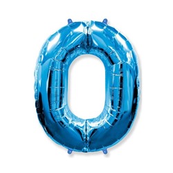 Шар фольгированный 40" «Цифра 0», цвет голубой