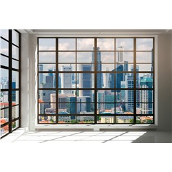 3D Фотообои «Окна с панорамным видом на город»