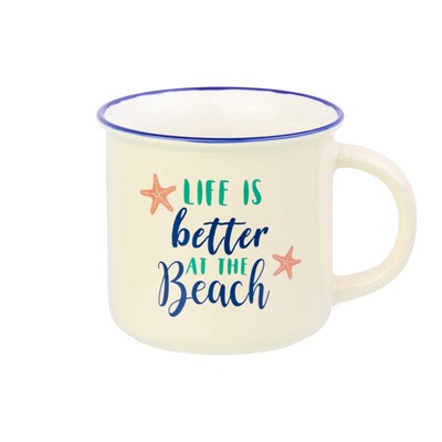 Кружка 400 мл 12*9,5*8,5 см "LIFE IS better AT THE Beach" NEW BONE CHINA