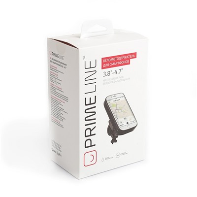 Веломотодержатель для смартфонов Prime Line, 3.8”-4.7”, крепление на руль, черный
