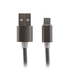 Кабель LuazON, micro USB - USB, металлическая оплётка, 1А, 1 м, темно серый
