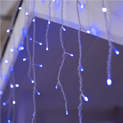 Гирлянда "Бахрома" уличная, 4 х 0.6 м, LED-180-220V, 8 режимов, свечение синее