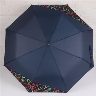 Зонт полуавтоматический, 3 сложения, 8 спиц, R = 50 см, цвет МИКС