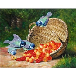 Картина по номерам 40х50 - Синицы и ягоды