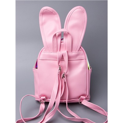 Рюкзак для девочки, два отдела, ушки, розовый