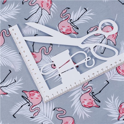Ткань на отрез кулирка карде R-R4057-V1 Фламинго цвет серый