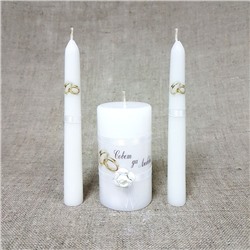 Набор свечей "Совет да любовь с розой" белый: Родительские свечи 1,8х15;Домашний очаг 5,2х9,5   2425
