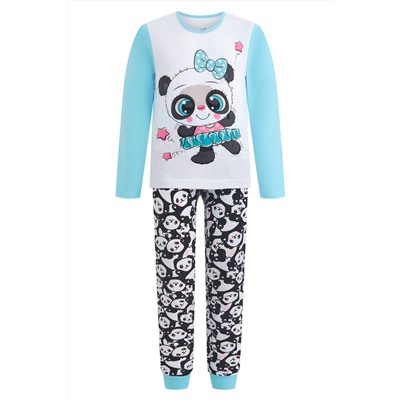 Пижама с брюками для девочки Juno AW20GJ540 Sleepwear голубой панды