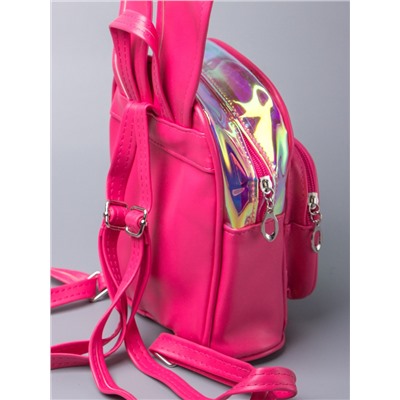 Рюкзак для девочки, два отдела, ушки, ярко-розовый