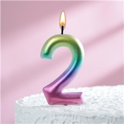 Свеча в торт "Акварель", цифра 2, 9 см, ГИГАНТ