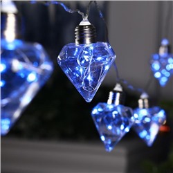 Гирлянда «Нить» 3 м с насадками «Лампочки кристалл», IP20, прозрачная нить, 80 LED, свечение синее, 8 режимов, 220 В