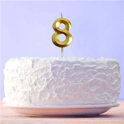 Свеча в торт цифра "8" , золото, 3,5 х 12 см