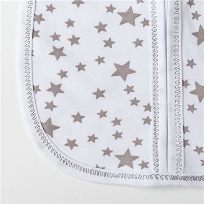Пеленка-кокон на молнии К-100-04, серые звезды, рост 68, интерлок