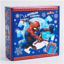 Коробка подарочная складная "С Новым Годом", Человек-паук, 24.5 × 24.5 × 9.5 см