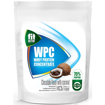 Концентрат сывороточного белка Кокос с шоколадом Fit Active / WPC Whey Protein Concentrate 1000 гр.