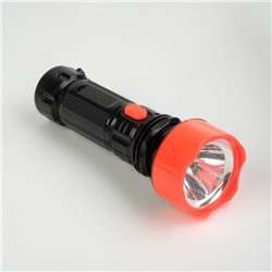 Фонарь ручной аккумуляторный, 1 LED, 16.5 х 5.7 х 5.7, от сети, красно-черный