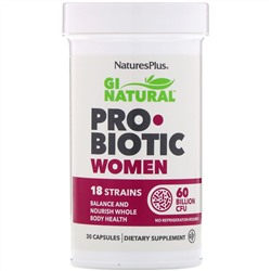 Nature's Plus, GI Natural Пробиотик для женщин, 60 млрд. КОЕ, 30 капсул
