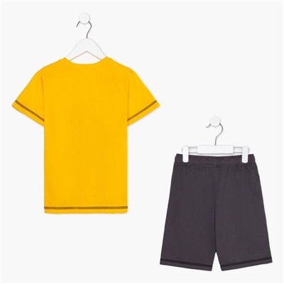 Комплект (футболка/шорты) для мальчика, цвет горчичный/т.серый, рост 104 см