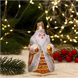 Ёлочная игрушка "Дед Мороз" снежинки, ручная роспись, золото