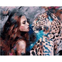 Картина по номерам 40х50 - Девушка и леопард