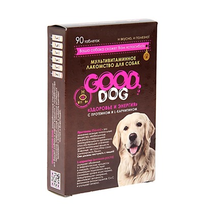 Мультивитаминное лакомство GOOD DOG для собак, "Здоровье и энергия" 90 таб