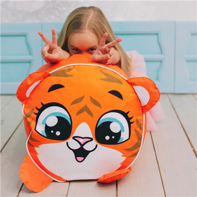 Игрушка-пуфик «Тигр», мягкая, 40 × 40 см, цвет оранжевый