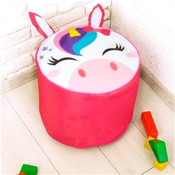 Мягкая игрушка-пуфик «Единорог», 40 × 40 см, цвет розовый