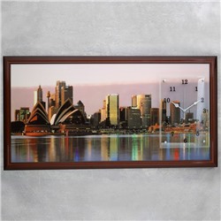 Часы-картина настенные, серия: Город, "Сиднейский театр", 50 х 100 см, микс