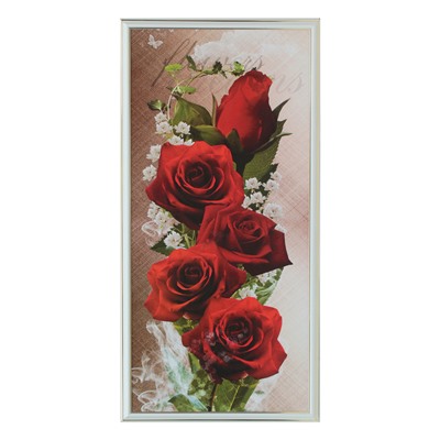 Картина "Ярко-красные розы" 36*73 см