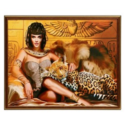 Картина "Клеопатра с леопардом" рамка микс 53*43см