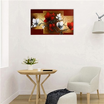 Картина-холст на подрамнике "Ветка с цветами" 60х100 см