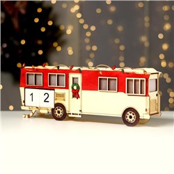 Новогодний декор с подсветкой и календарём «Новогодний автобус» 33.5×5.5×13 см