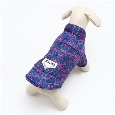 Куртка для собак "Матрица", размер 8, сине-розовая (ДС 23, ОШ 26, ОГ 32 см)