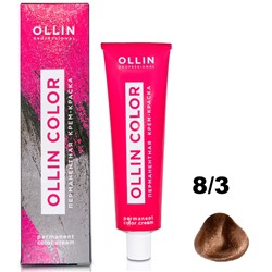 Перманентная крем-краска для волос  COLOR 8/3 Ollin 100 мл