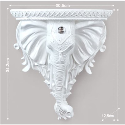 Декор настенный-полка "Индийский слон" 34.2 x 30.5 см, белый