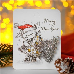 Брошь "Новогодняя сказка" ёлка сияющая, цвет радужный в серебре