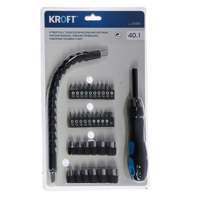 Набор инструментов KROFT 203018, 40 предметов, отвертка, биты, головки