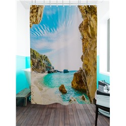 Фотоштора для ванной Пляж на острове Корфу