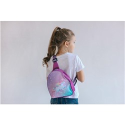 Рюкзак детский через плечо, отдел на молнии, цвет фиолетовый, «Единорог»