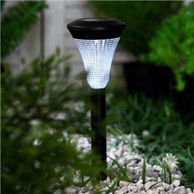 Садовый светильник на солнечной батарее «Рифлённый конус», 7 × 31 × 7 см, 1 LED, свечение белое