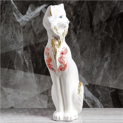 Копилка "Кошка Матильда" флок, белая, рисованная
