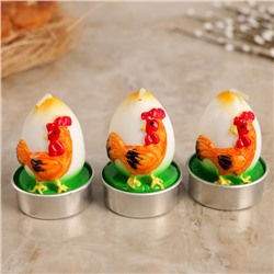 Набор пасхальных свечей "Яйцо. Петушок", 4×6 см, 3 шт