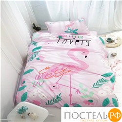 Артикул: 019. Комплект постельного белья (КПБ) из сатина (МД) "Розовый фламинго" 1,5 спальный (1 наволочка)