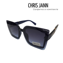 Очки солнцезащитные CHRIS JANN с салфеткой женские цвет синий с чёрным