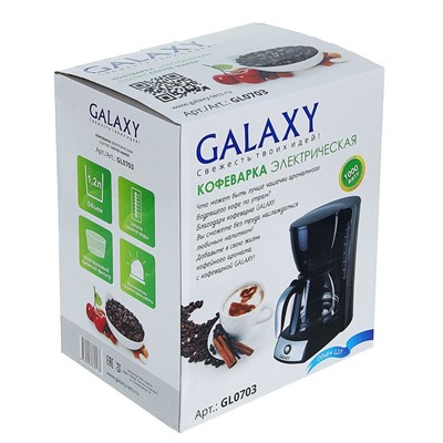 Кофеварка электрическая Galaxy GL 0703, 1000 Вт, 1.2 л, автоотключение