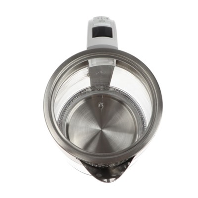 Чайник электрический DEERMA DEM-SH50W, стекло, 1.7 л, 2200 Вт, регулировка t°, серебристый