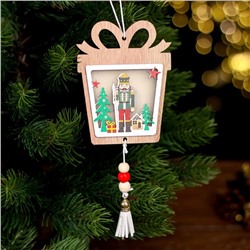 Новогодний декор с подсветкой «Щелкунчик и подарок» 8,5 × 1 × 11см
